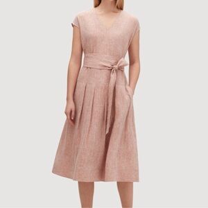 Lafayette 148 New York Remington Linen A-Line Dress Poppy Melange XL Pink